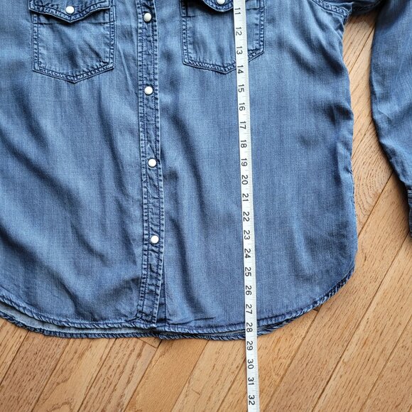Lola River Blouse Chambray Long Sleeve Button Up L - Picture 11 of 12